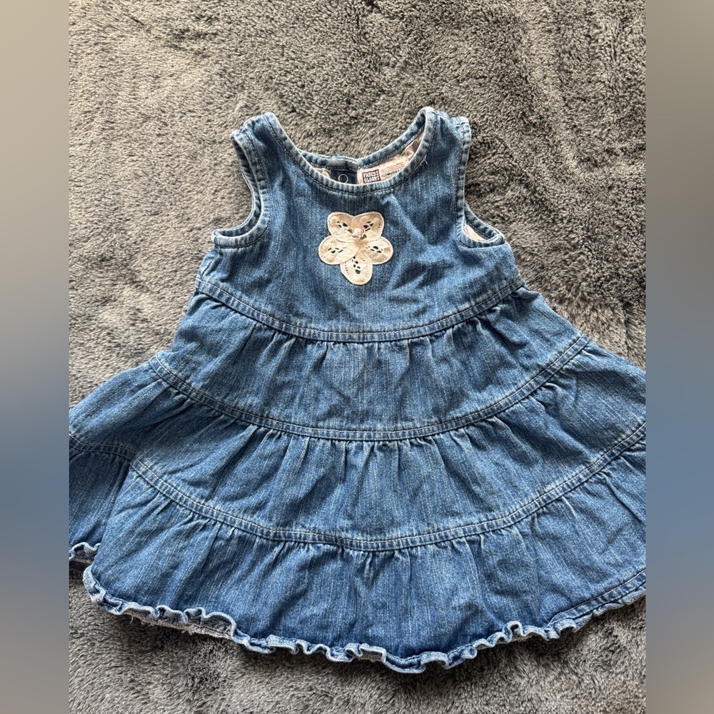 Faded Glory Denim Dress with Floral Accents
